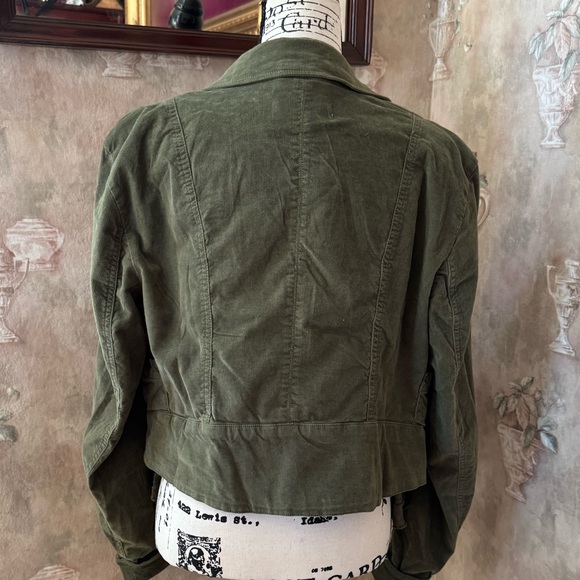 FREE PEOPLE ORLY LAYERED CORDUROY JACKET OLIVE LARGE - Picture 4 of 7